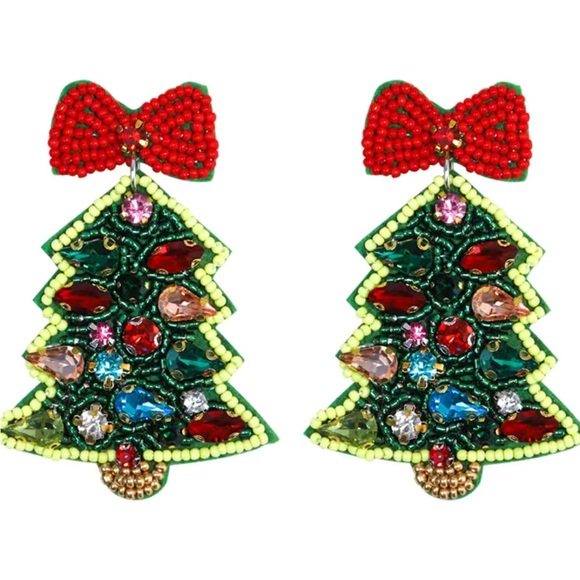 Jewelry - JEWELED CHRISTMAS TREE EARRINGS